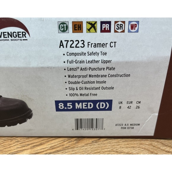 Avenger Framer CT Men\'s Black Work Boots Size 8.5 Composite Safety Toe NEW A7223 main image 7